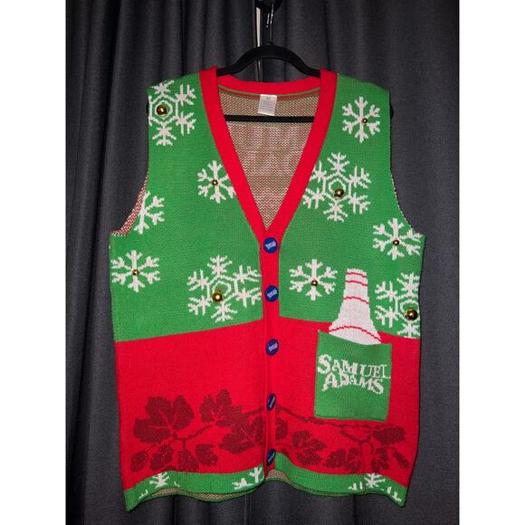 Ugly Christmas Sweater Sweaters - Ugly Christmas Sweater Xmas Vest Size Medium Samual Adams